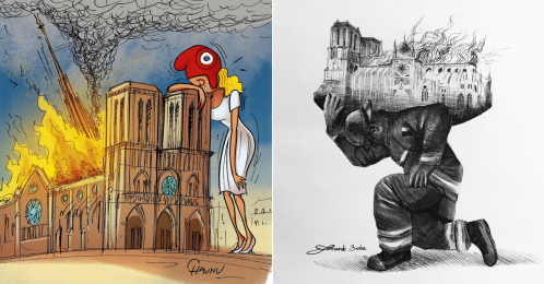 Notre dame illustrations hommage incendie